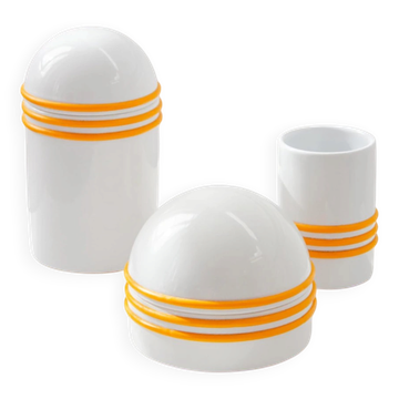 Set of vintage boxes for the bathroom, space age design, faience.