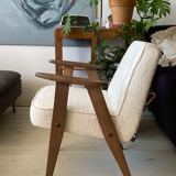366 chair in boucle fabric designed in 1962 by J. Chierowski