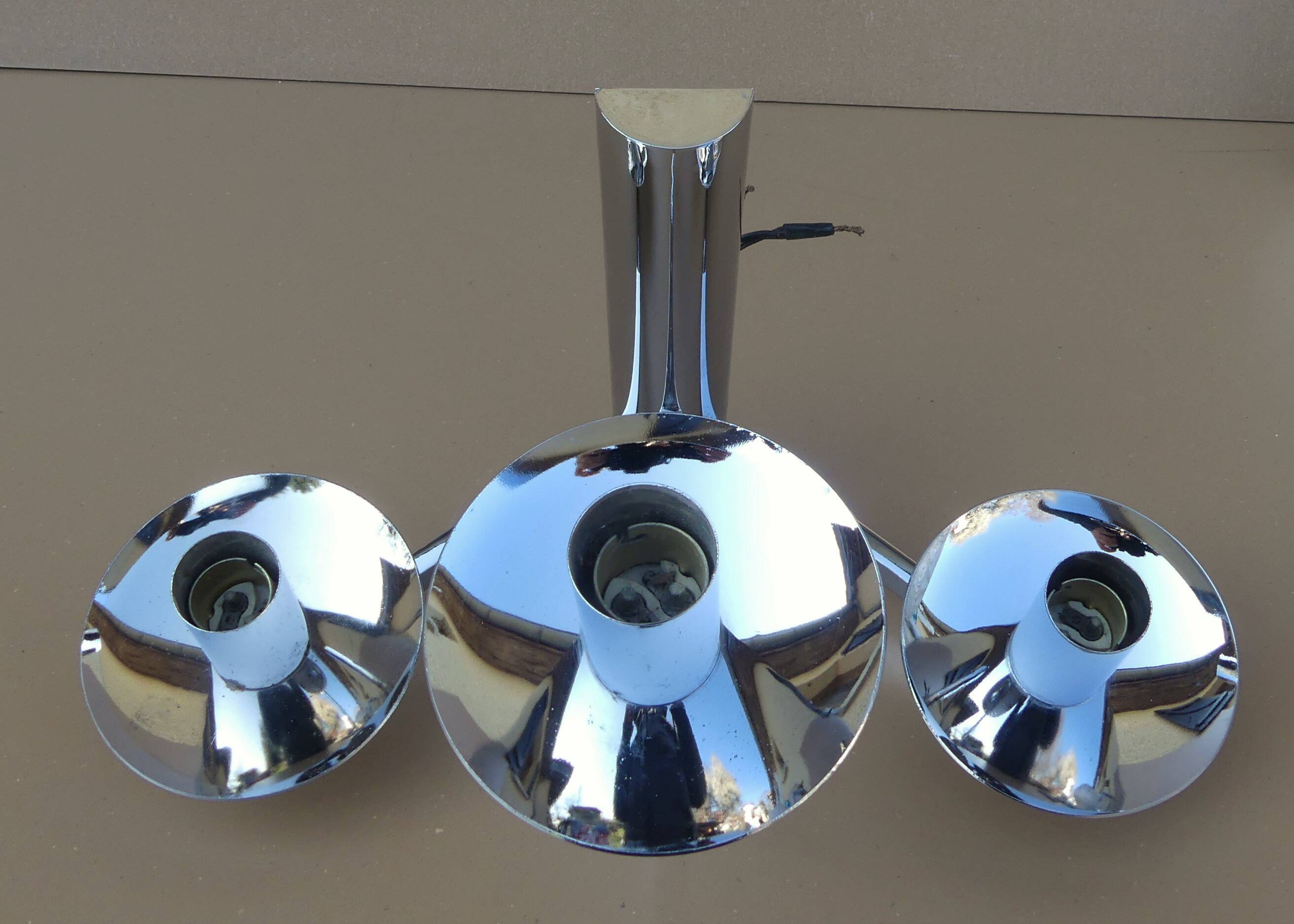 Triple sciolari chrome vintage design deco triple wall lamp
