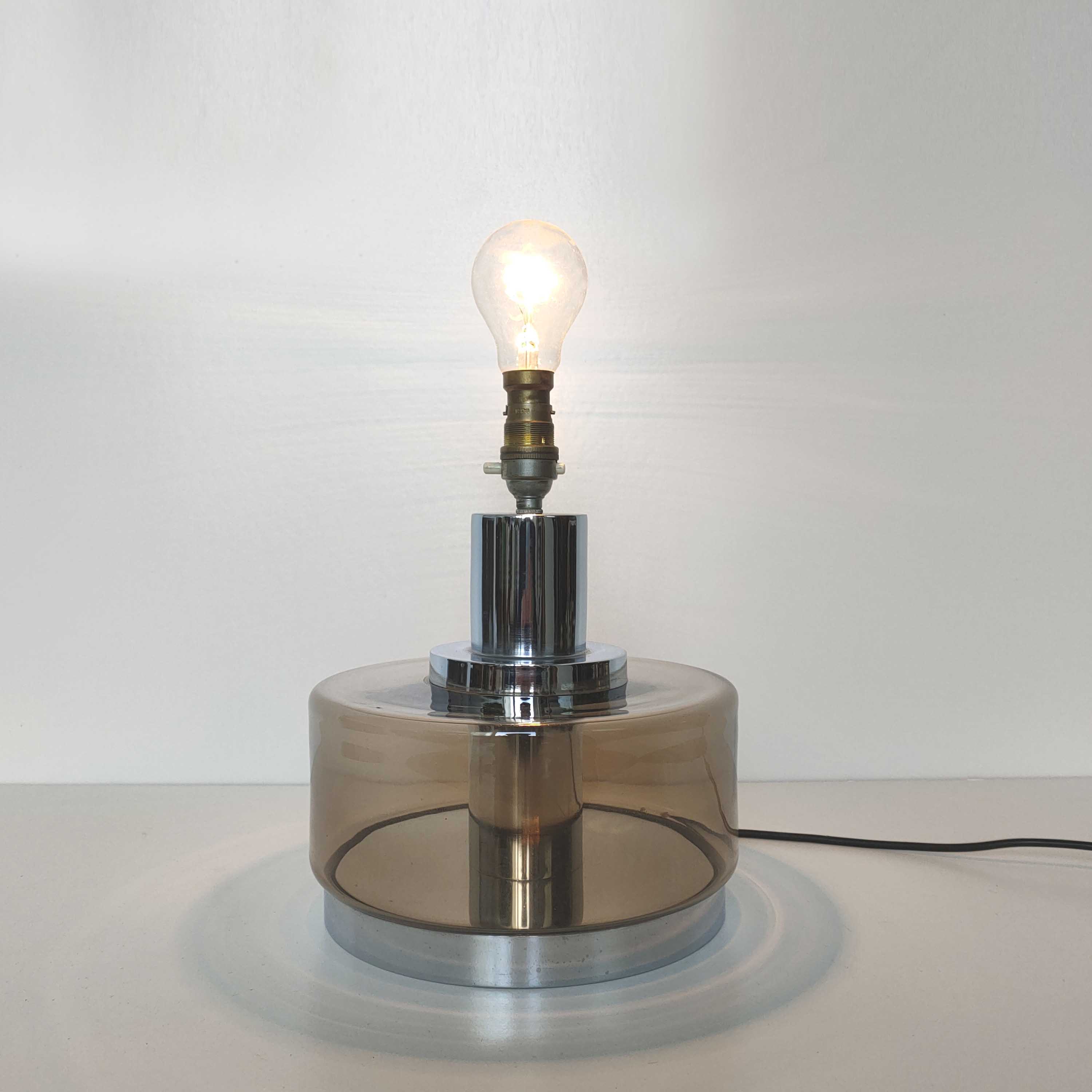 Lamp foot 70s smoked glass