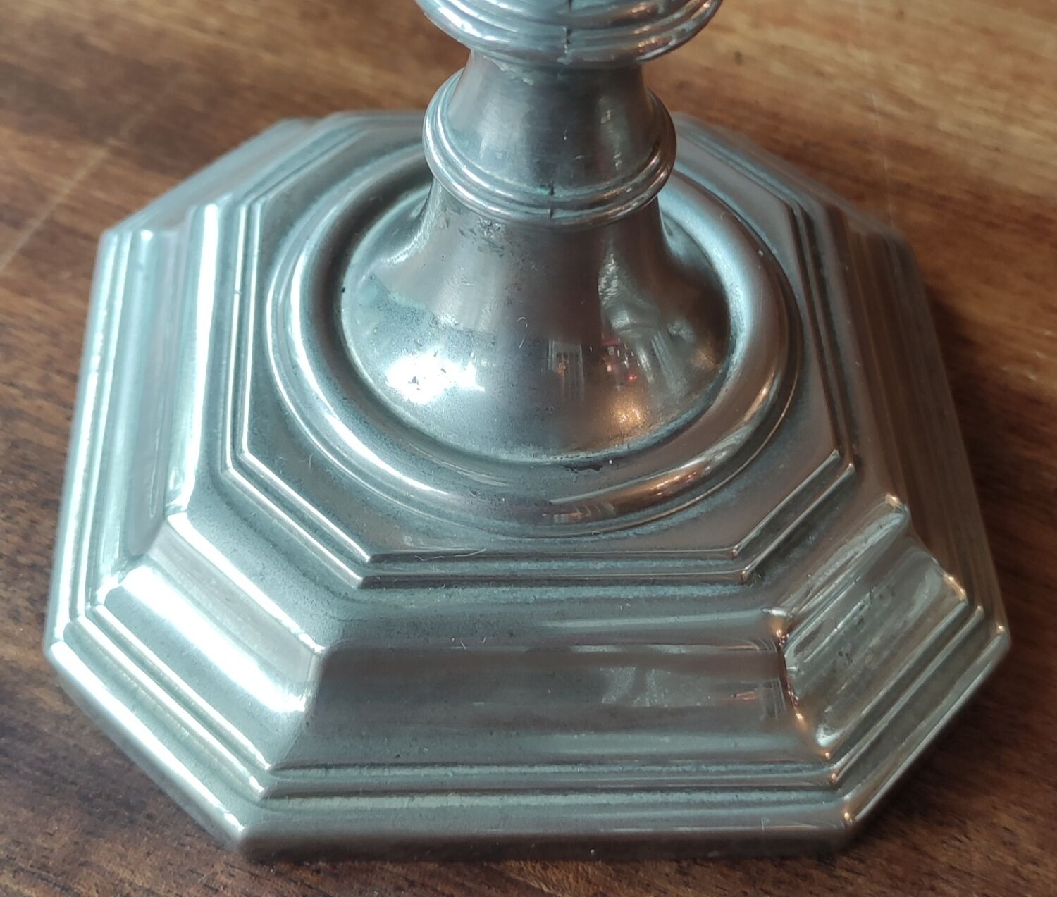 Pair of old silver metal candlesticks
