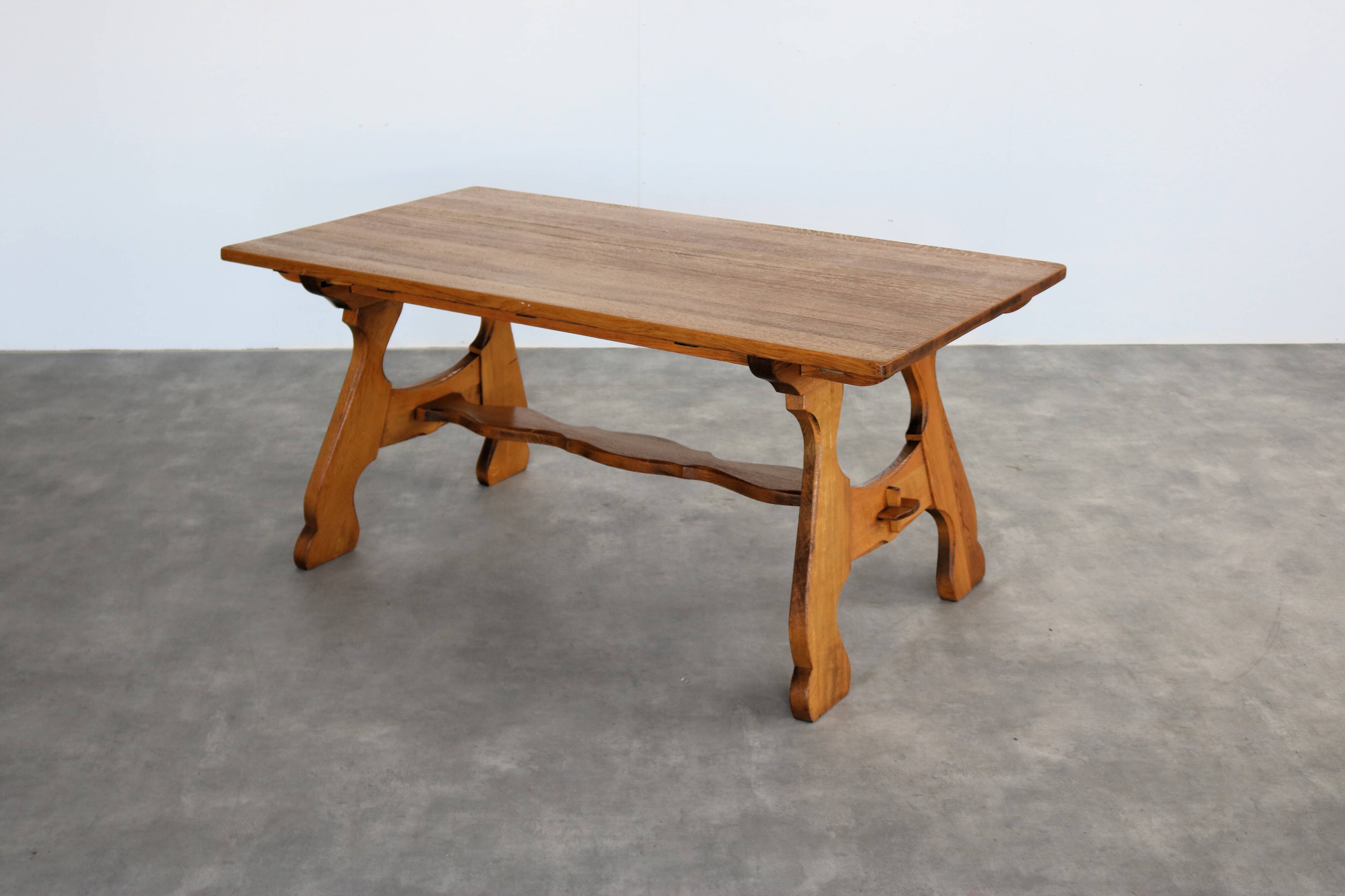 Brutalist dining table | vintage table | 50s | oak