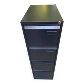 Metal filing cabinet with 4 drawers for hanging files in industrial style.