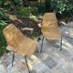 Paire de fauteuils en rotin et métal -1950/1960