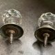 Pair of antique faceted cut crystal handles