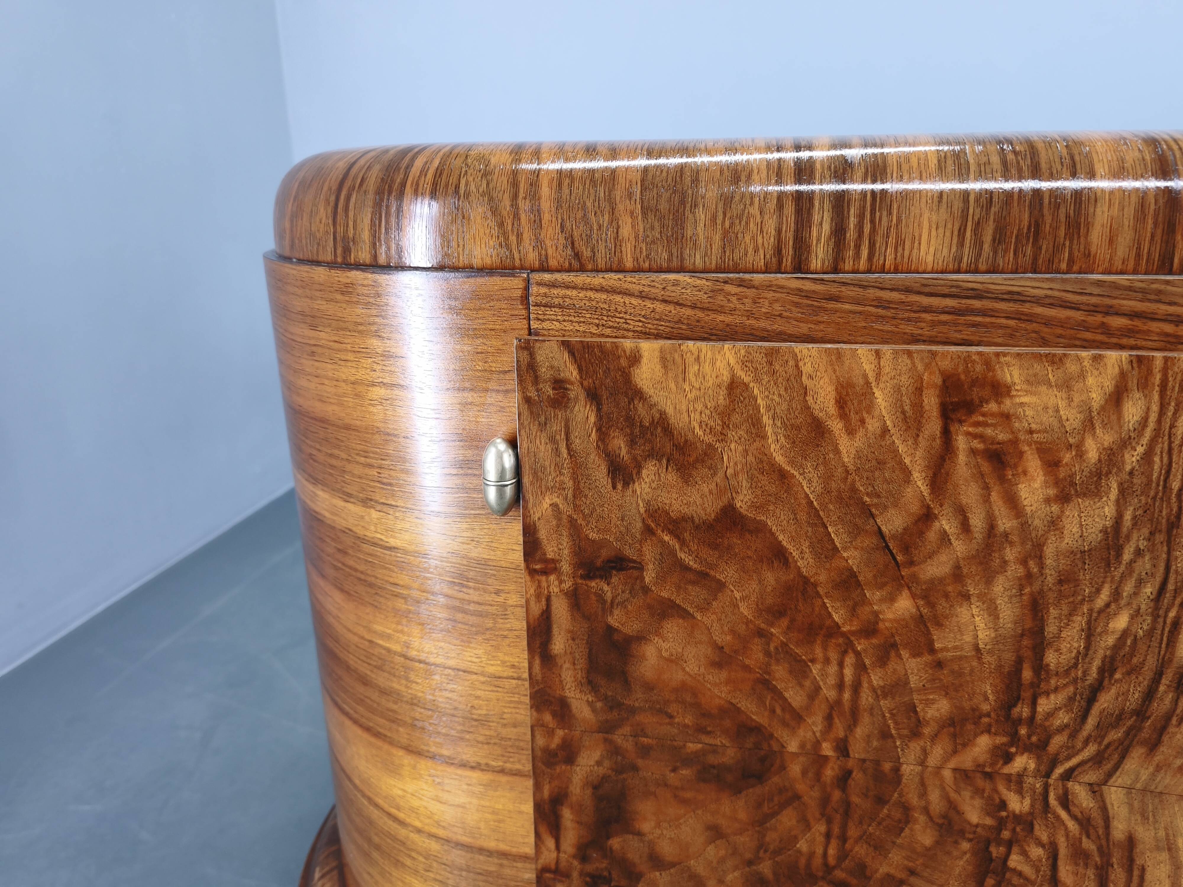 Art Deco Walnut Sideboard, Czechoslovakia, 1930s