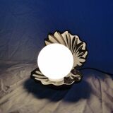 Ceramic shell lamp with opaline pearl, Saint-Jacques, France, 1980