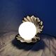 Ceramic shell lamp with opaline pearl, Saint-Jacques, France, 1980