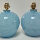Deux pieds lampes boules art déco verre de clichy bleu