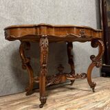 Fiddle-shaped mahogany pedestal table, Napoleon III period, circa 1850