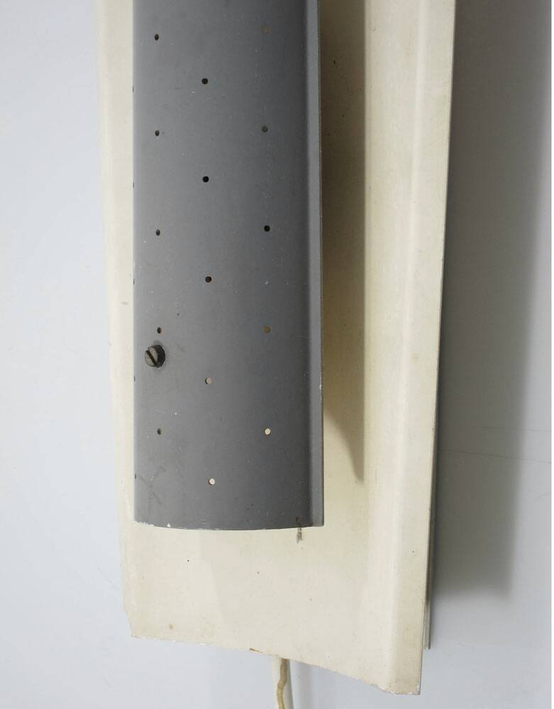 Vintage wall lamp from the 1950s in Mategot style with a perforated diffuser.