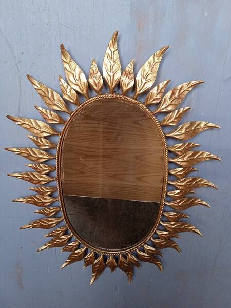 Sun mirror 75 cm gold metal period 1950