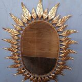 Sun mirror 75 cm gold metal period 1950