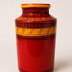Red vase with engraved decoration, Aldo Londi for Bitossi, Italy, 1960s–1970s.
