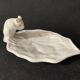Mouse figurine plate in white enameled ceramic, signed