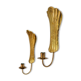 Pair of Art Deco wall sconces in brass, Sweden, 1950s