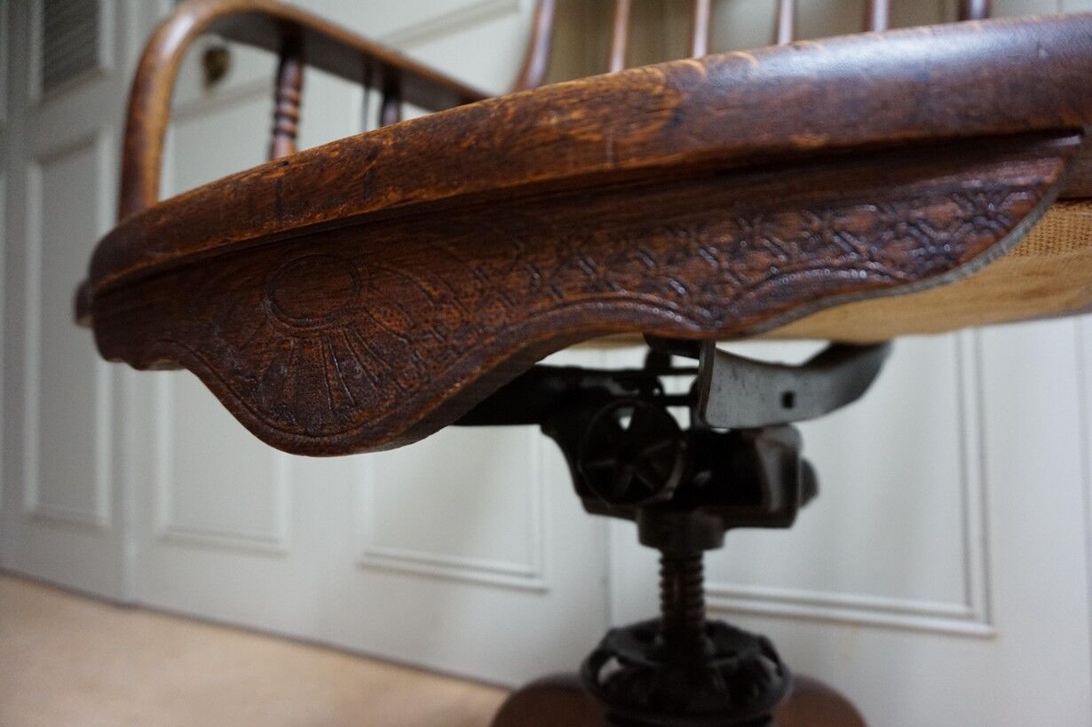 19th Century American Oak Revolving Library Armchair
