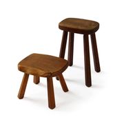 Set of two vintage handcrafted stools, Atelier André Smalle, Belgium.