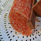 70s Scandinavian style chandelier in wood and orange granite resin 3 lights