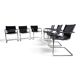 Matteo Grassi Set of 6 Visitor Chairs, Leather/Chrome Dining Chairs, 1970