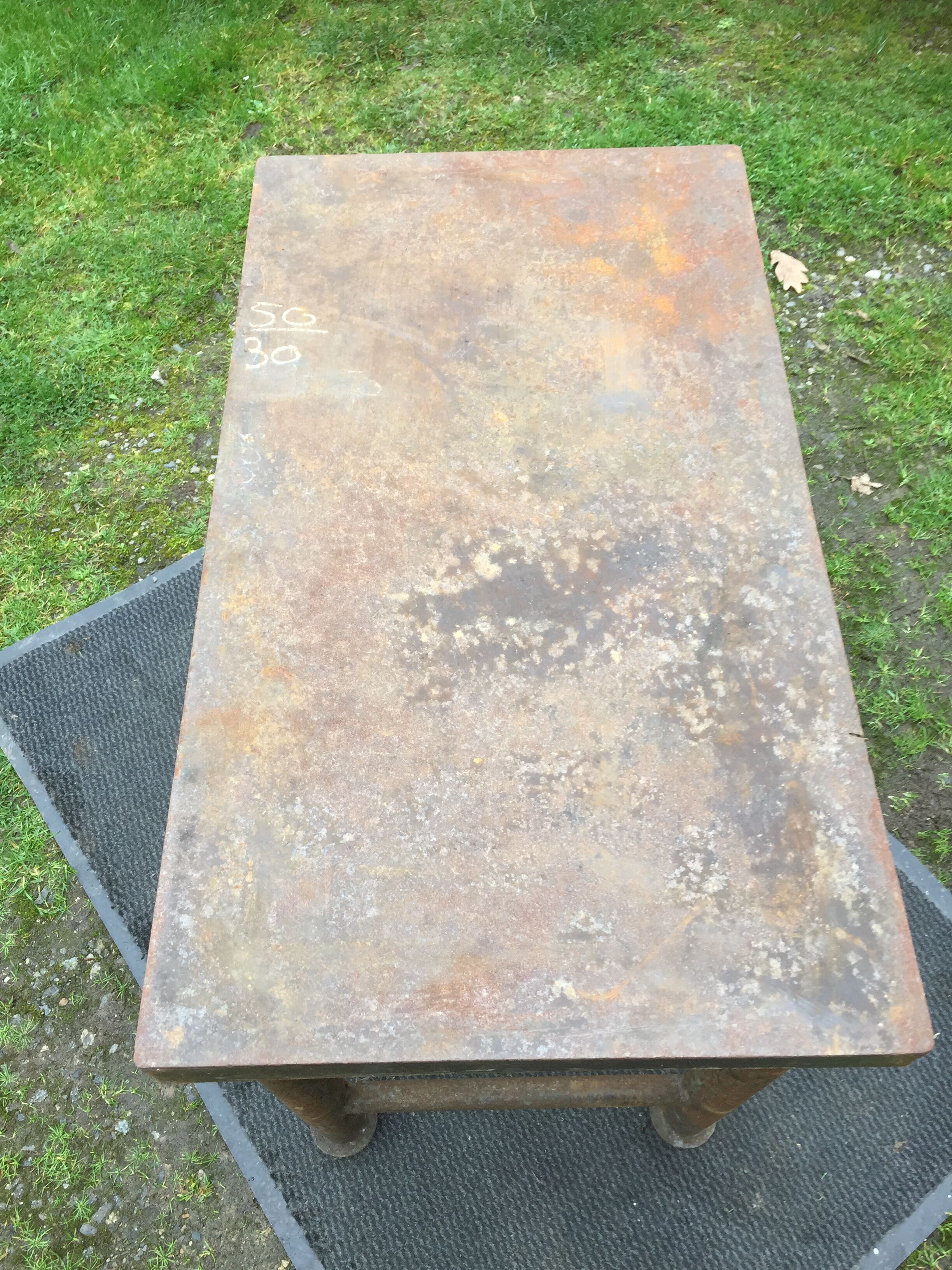 Vintage metal table from an industrial workshop for a makeover