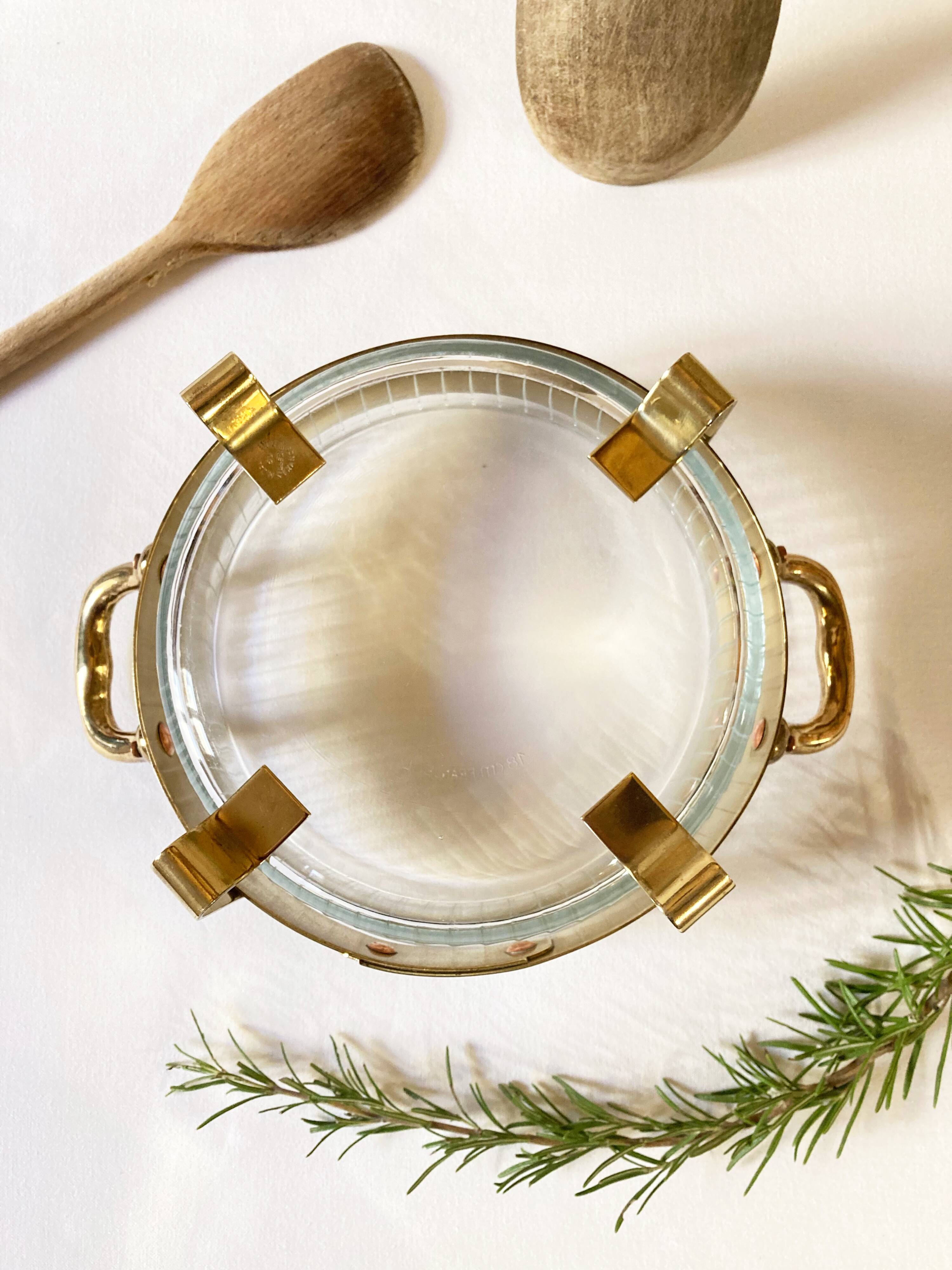 Copper and brass serving dish, M. Delalande, Villedieu, France