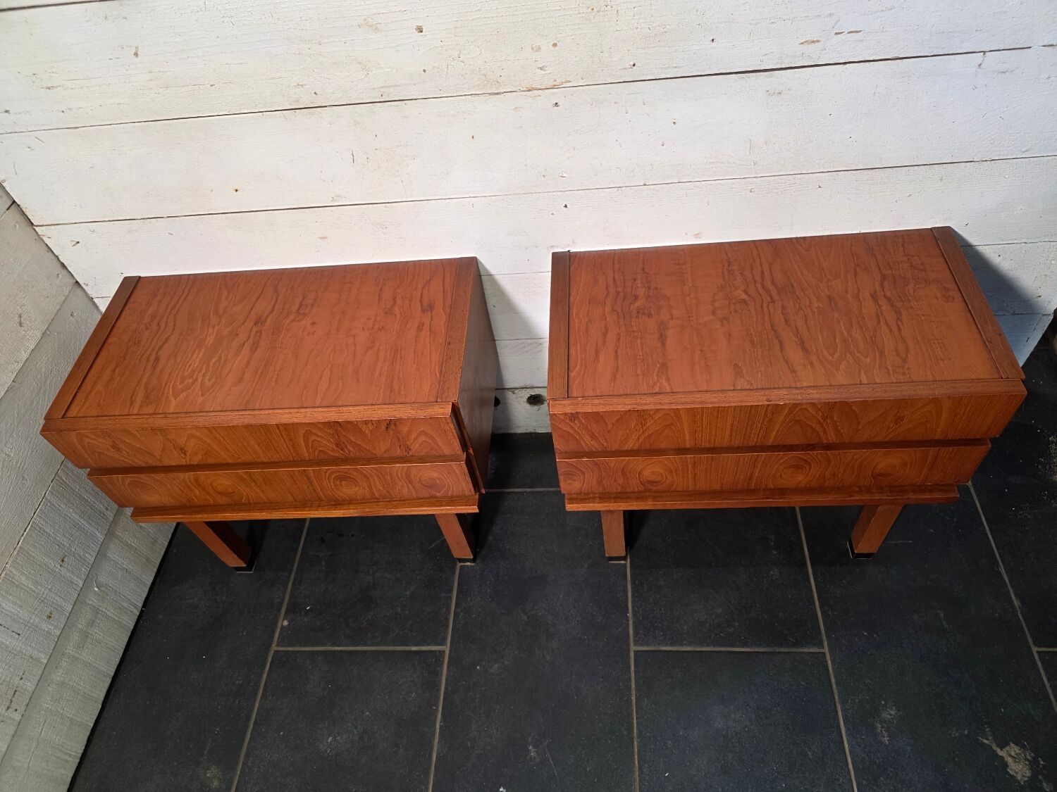 Pair of Scandinavian teak bedside tables from the 1960s.