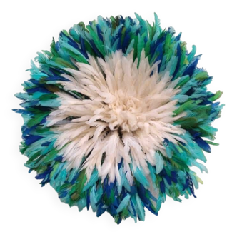 Juju hat blanc contour moucheté vert aqua turquoise bleu de 50 cm