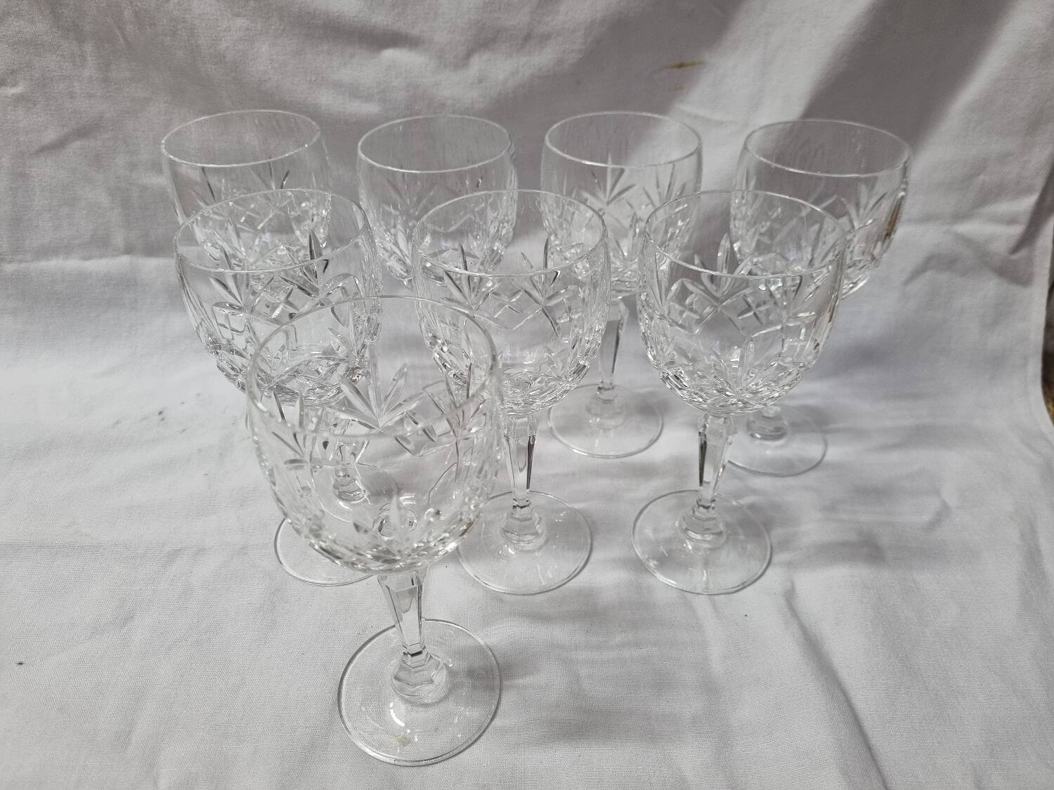 8 Bohemian crystal stemmed glasses