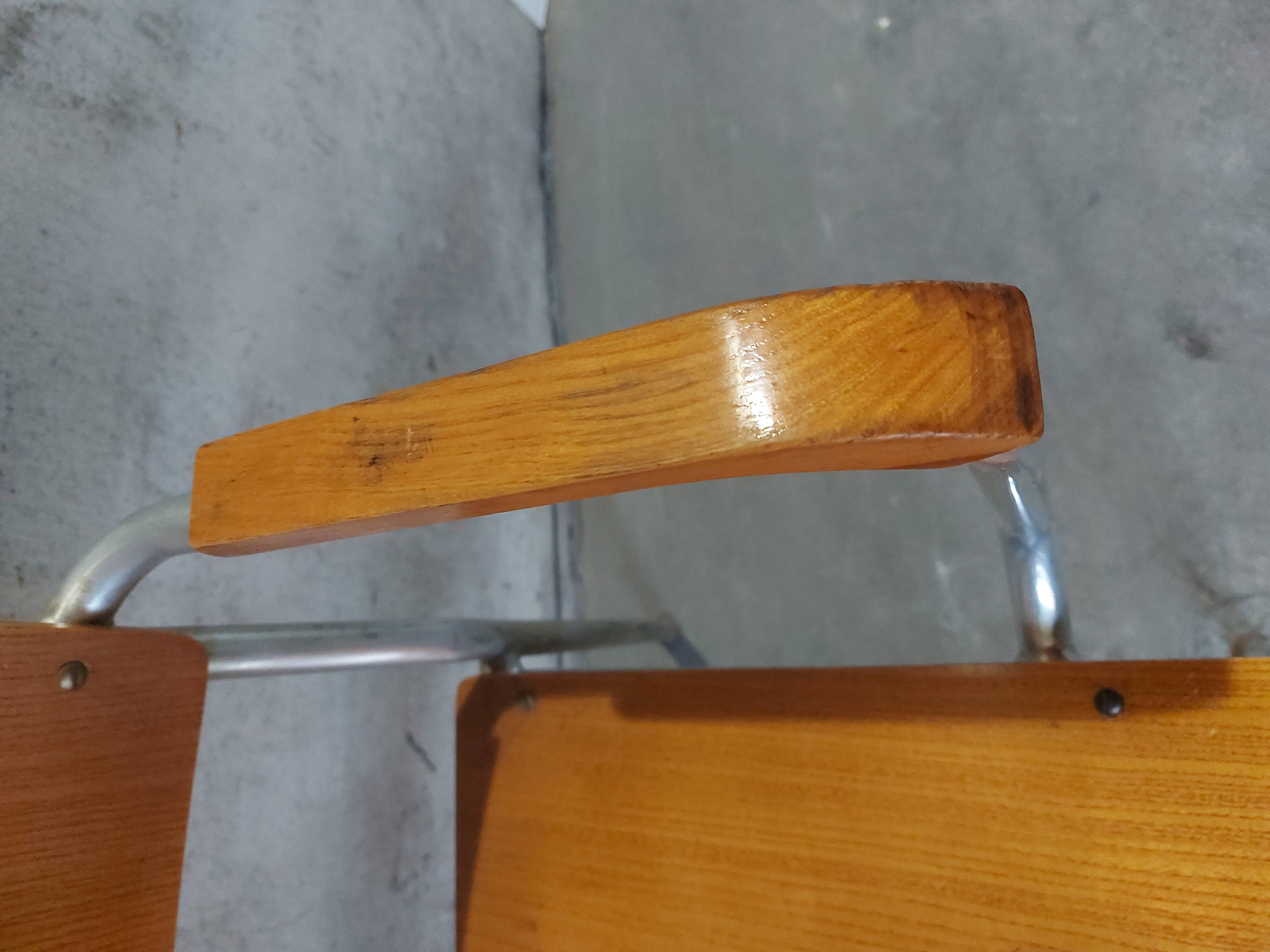 Fauteuil en bois et aluminium par Alpos, années 1970