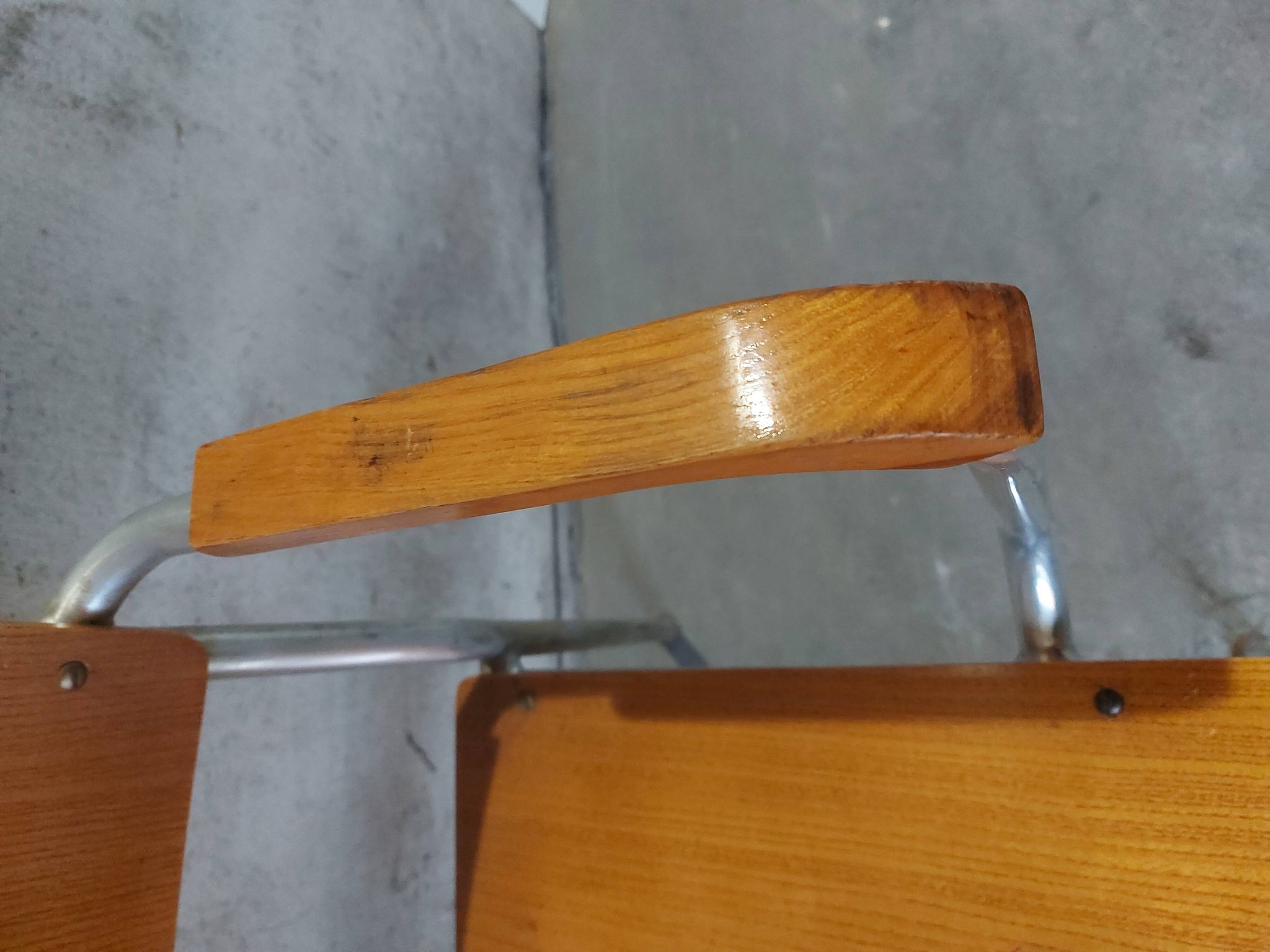 Fauteuil en bois et aluminium par Alpos, années 1970