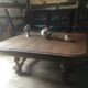 Oak coffee table on wheels