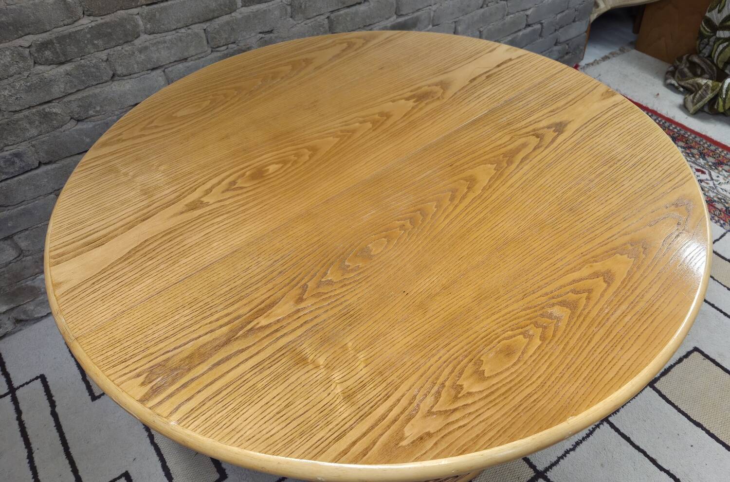 Dining table wood and rattan 1970