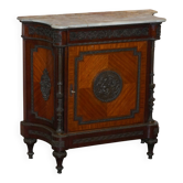 Louis Buffet in Walnut 19th Century with Drawers, Marble and Bronze Ornaments