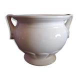 Pot / cover pot in glazed white ceramic - 1950s