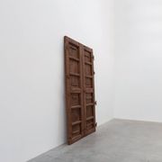 Large 17th century Monastery doors in terracotta lacquered oak, Portugal