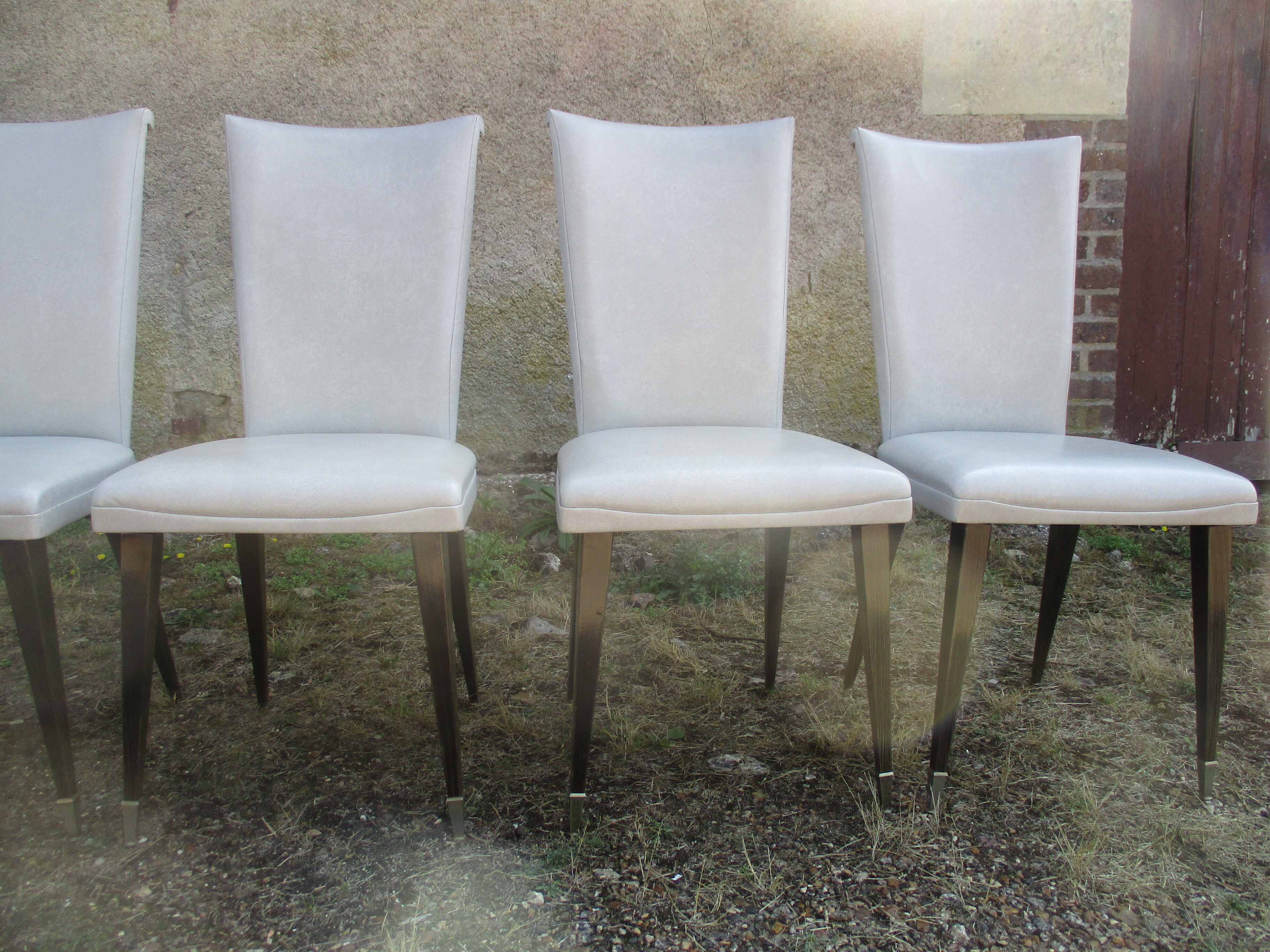 Suite of 6 dining chairs 50'S s imitation gray leather