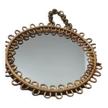 Miroir rond en rotin et bambou par Franco Albini - Italie, 1960
