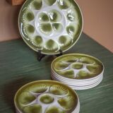Service plate ceramic shells Orchies Moulin des Loups X11 and a large dish, oyster plate