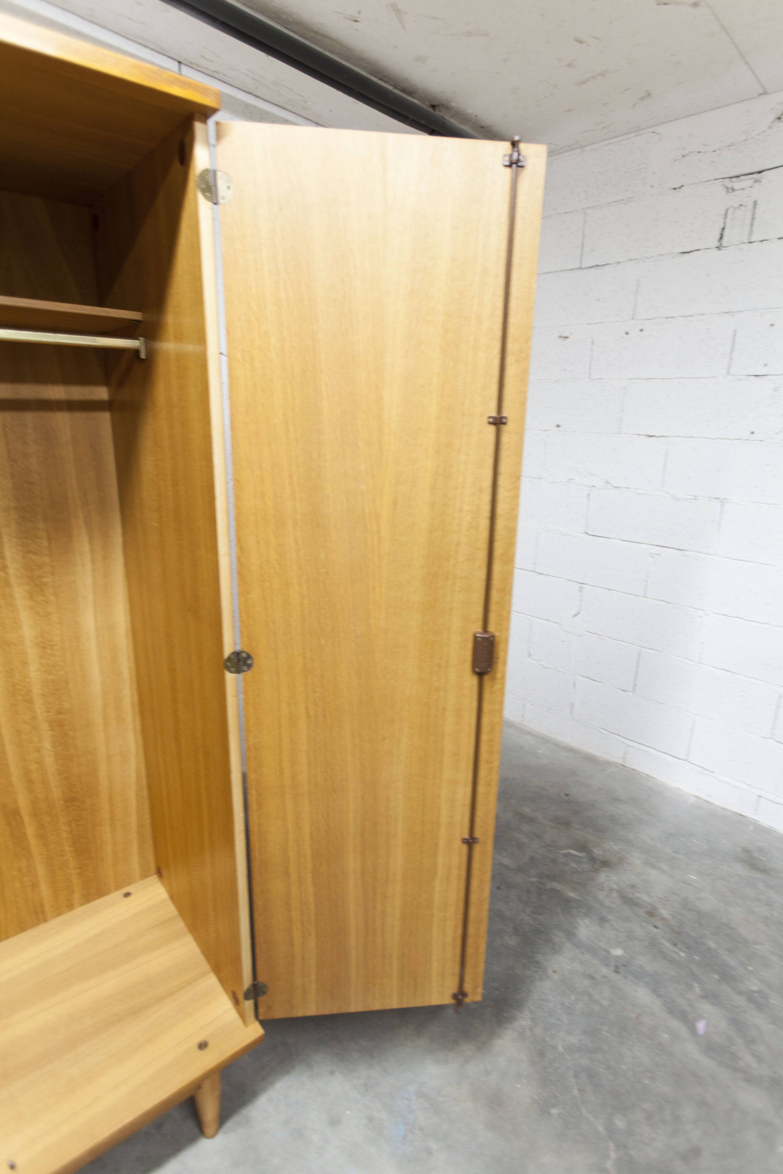 Scandinavian 3-door wardrobe in blond teak