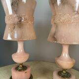 Pink alabaster lamps from the 60s (X2)