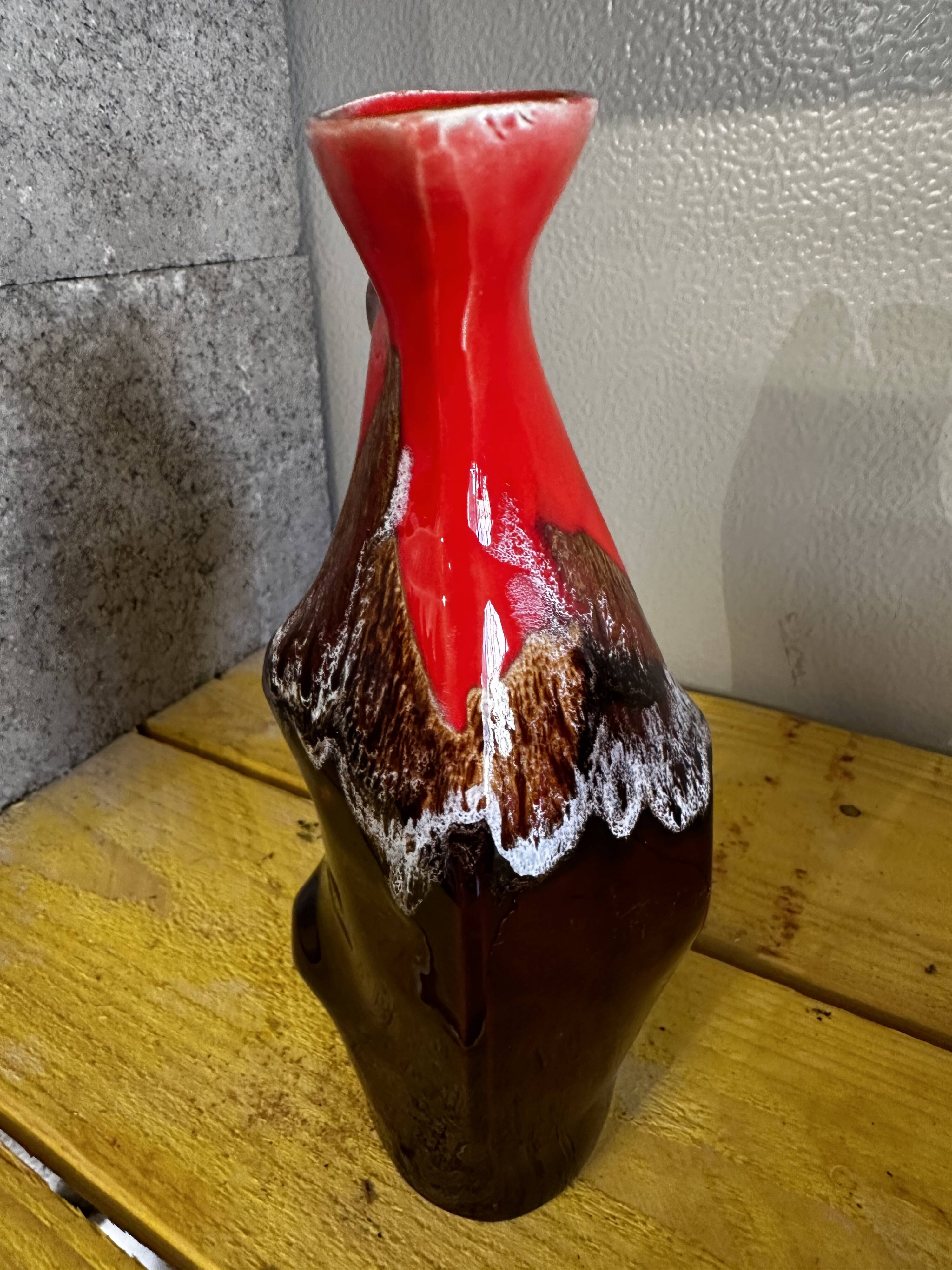 Vallauris Glazed Ceramic Pitcher Vase - Free Form H 22 cm