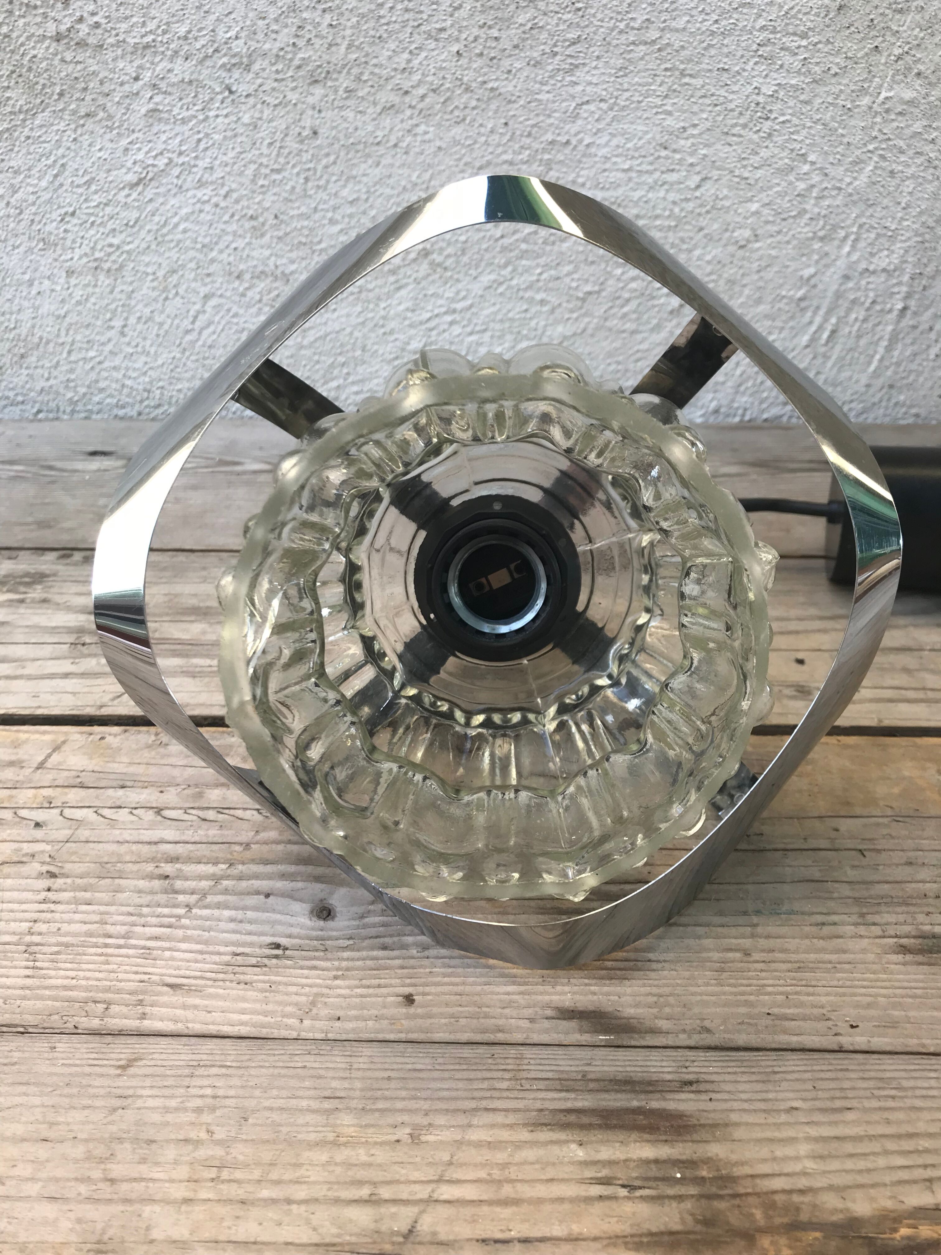 Vintage 70s molded glass hanging lamp