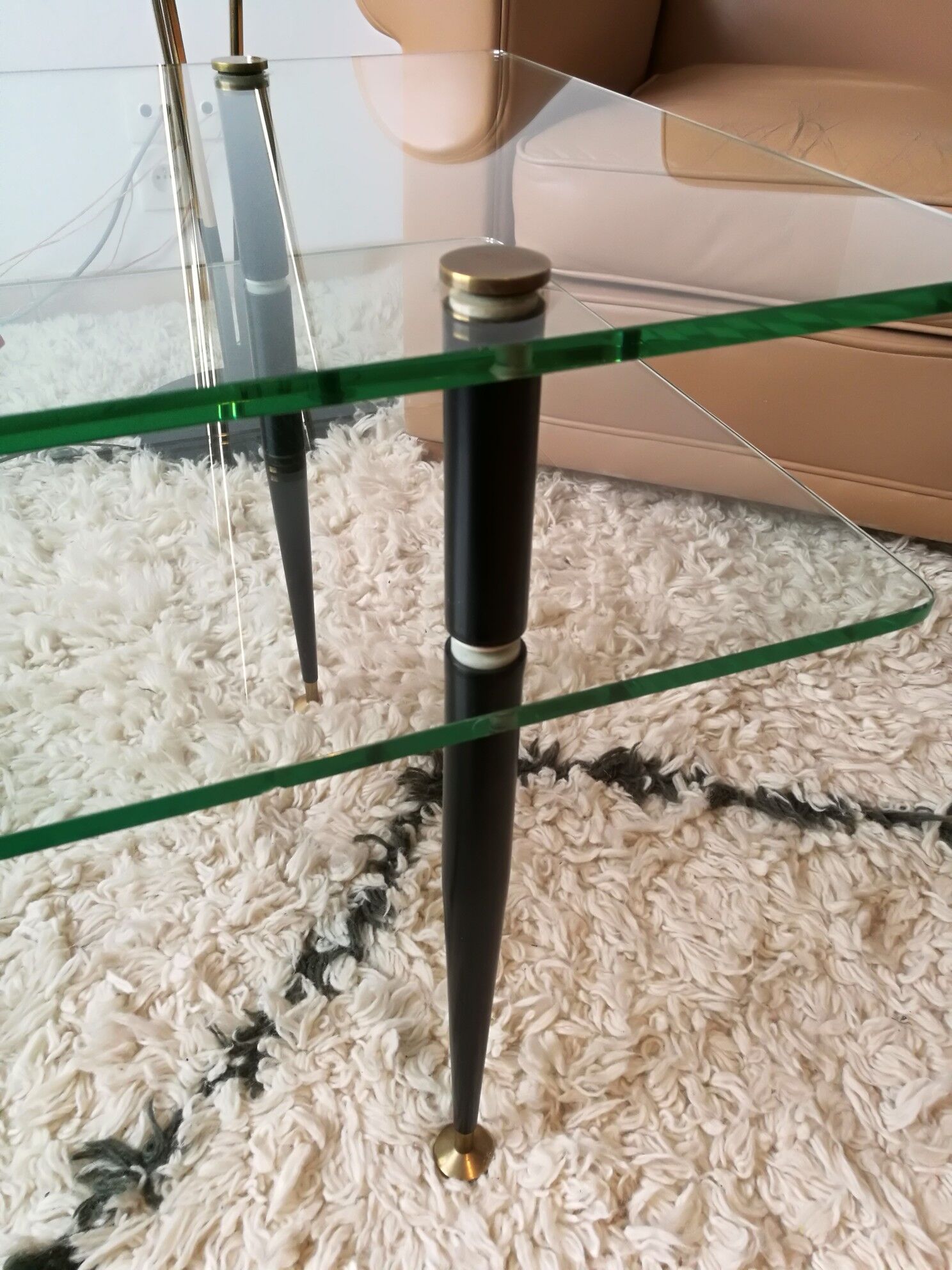 Vintage glass/brass coffee table 60