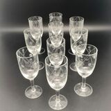 Tube-shaped stemmed glasses in worked glass with a “drop” pattern – MOCA7