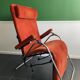 Fauteuil Relax / chaise longue chrome et velours édité par Lama 1970