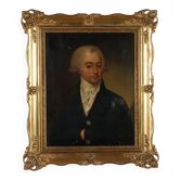 Old painting of a male portrait in oil on canvas from the 18th-19th century.