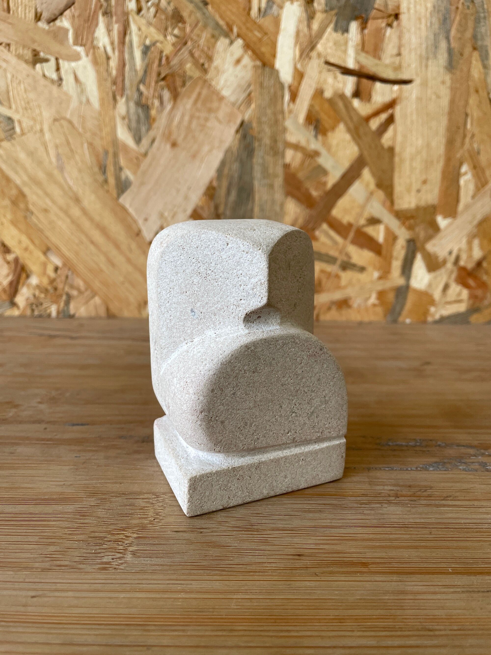 Owl/Owl Travertine Paperweight - 1970s