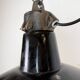 Industrial Black Enamel Factory Lamp with Cast Iron Top, 1950s