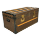 Old travel trunk in oilcloth
